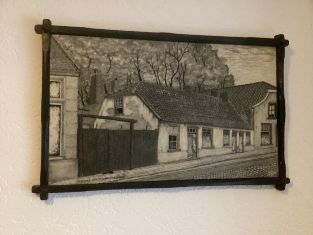 schilderij van P Wilde 1974 Slagerij Kee en Januske Sanders, Antiek en Kunst, Ophalen