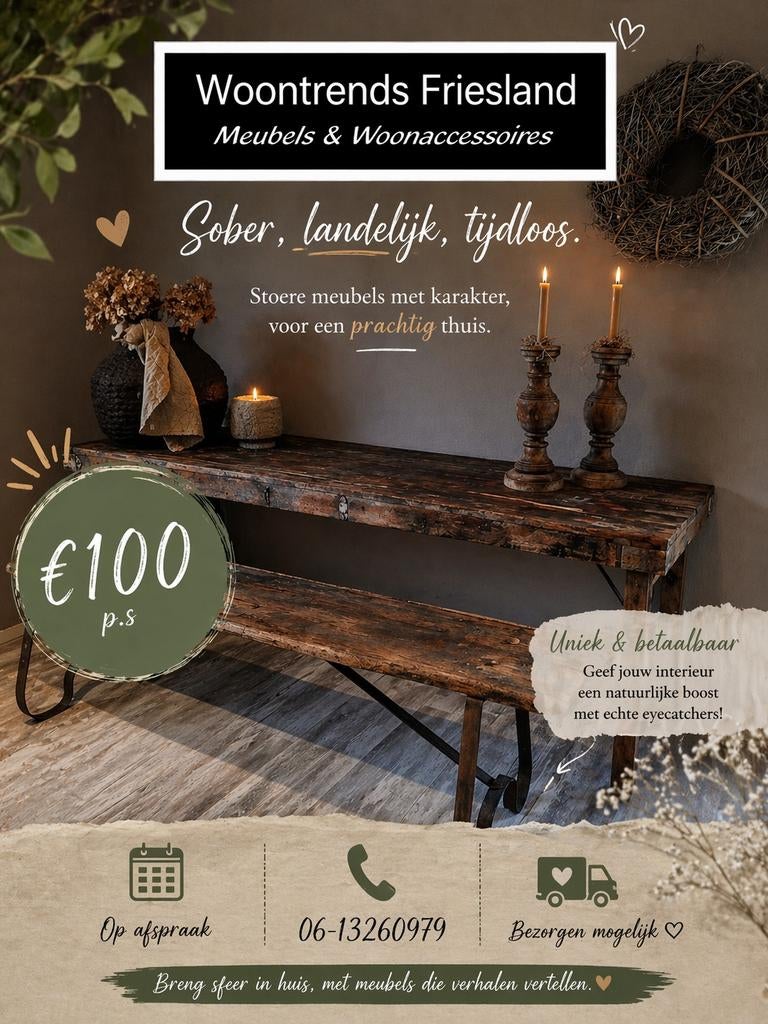 Markttafel eettafel sidetable bezorgen mogelijk, Ophalen of Verzenden