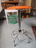 Vintage Brabantia kruk - Oranje/Chroom, Ophalen, Gebruikt, In hoogte verstelbaar, 60 tot 90 cm