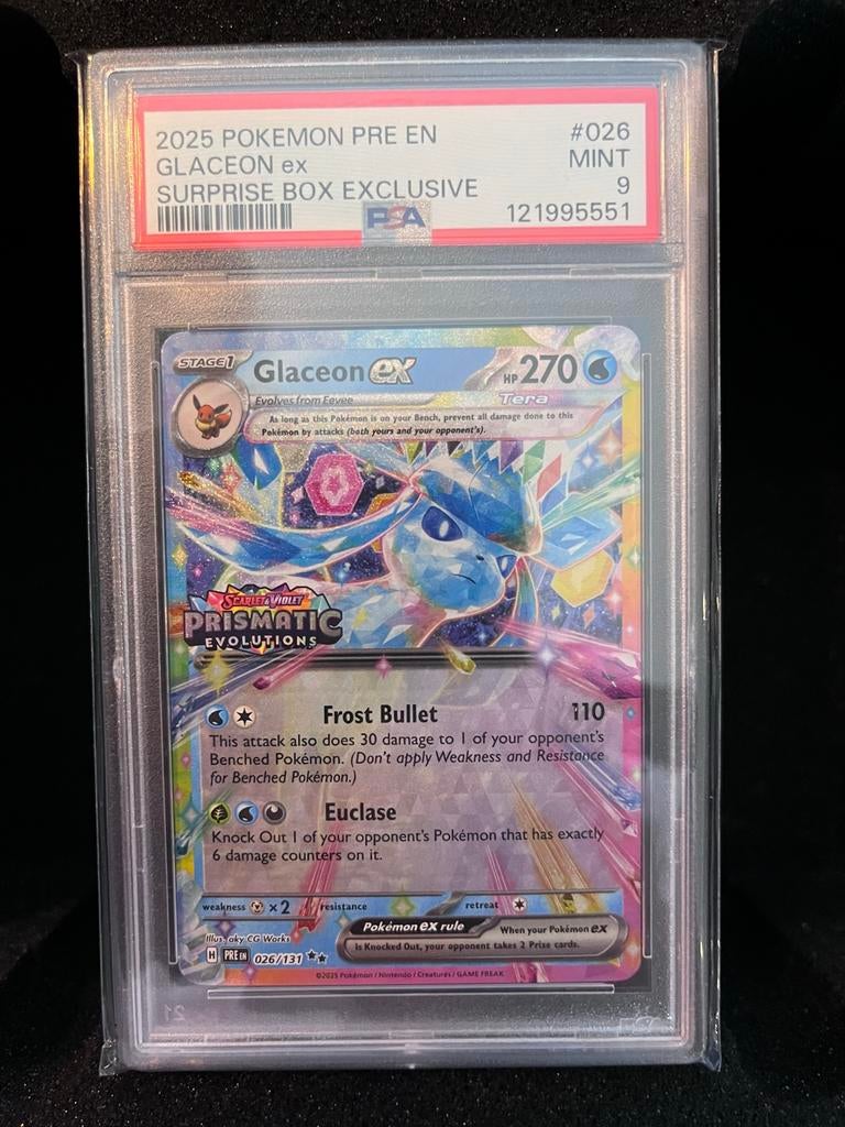 Glaceon ex Pokémon kaart PSA 9, Ophalen of Verzenden, Nieuw, Losse kaart, Foil