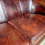 Schapenleren kuip bank bruin rood + BEZORGING, Gebruikt, ., 150 tot 200 cm, Chesterfield
