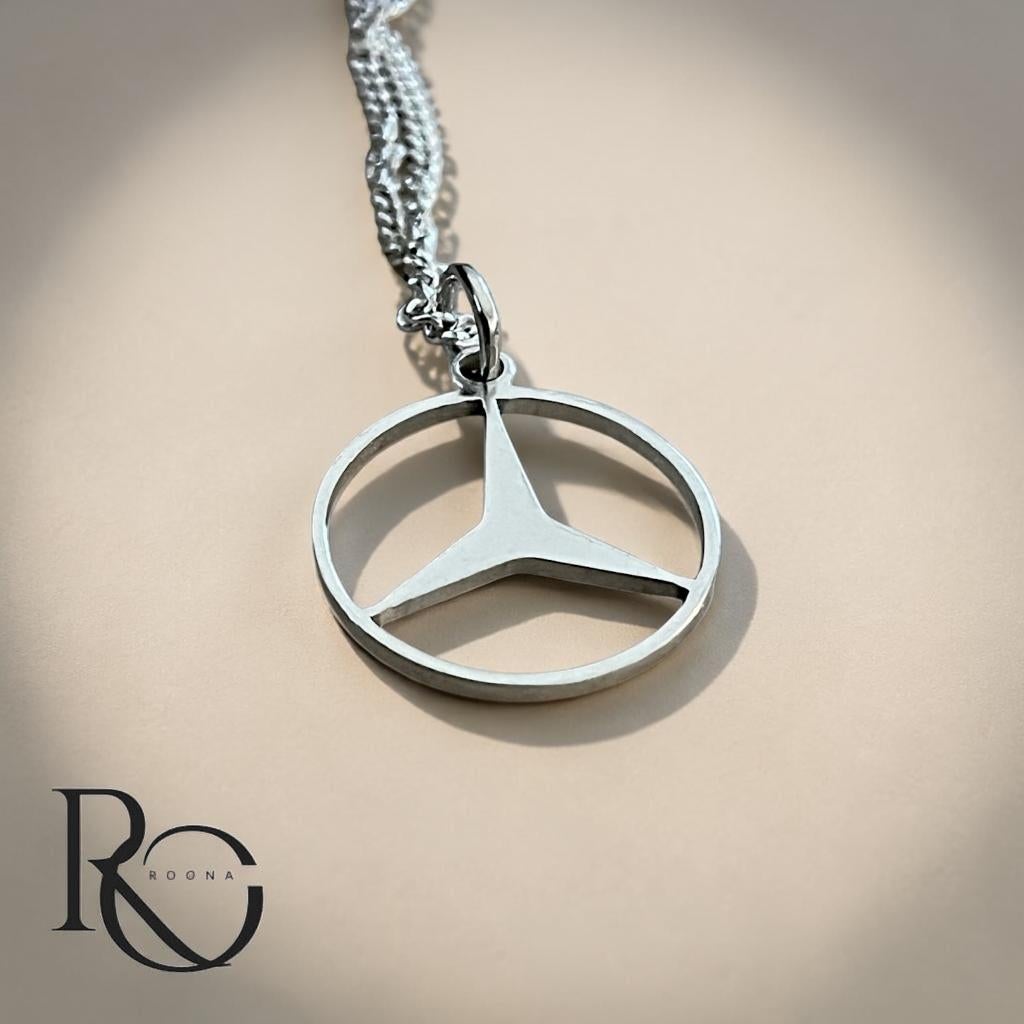 Mercedes hanger zilver 925 met ketting handgemaakt, Nieuw, Ophalen of Verzenden, Kruis of Symbool, Zilver