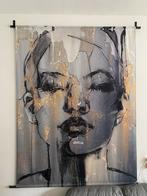 Groot modern schilderij / wanddoek vrouwengezicht, Antiek en Kunst, Kunst | Schilderijen | Abstract, Ophalen of Verzenden