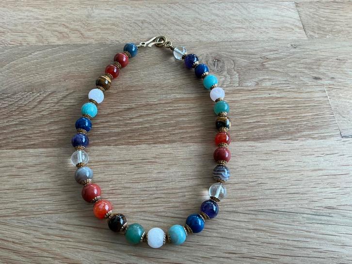 Prachtige ketting 11 soorten natuursteen., Sieraden, Tassen en Uiterlijk, Kettingen, Zo goed als nieuw, Steen of Mineraal, Ophalen of Verzenden