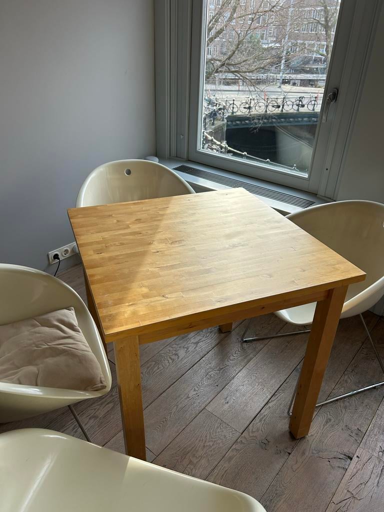 Houten Ikea Tafel, Ophalen, Gebruikt, 100 tot 150 cm, Vierkant