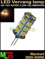 LED G4 ledspot ledlamp recht 18 SMD5050 - 12V ac/dc 3,2 Watt, Led-lamp, Minder dan 30 watt, Nieuw, Bipin of Steekvoet