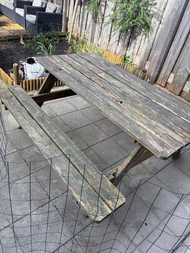 Gratis op te halen: Houten picknicktafel, Tuin en Terras, Picknicktafels, Ophalen, Gebruikt, Rechthoekig, Hout