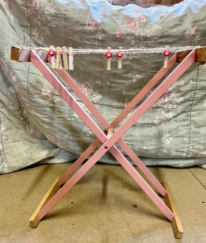 Houten speelgoed wasrek, bloemetjes wasknijpers, Ophalen, Zo goed als nieuw