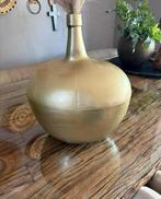 Mooie goudkleurige vaas met pluimen, Ophalen of Verzenden, Zo goed als nieuw, Overige kleuren, Minder dan 50 cm