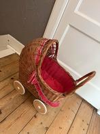 Rieten Poppenwagentje met Stippen Bekleding - Antiek Speelgo, Antiek en Kunst, Antiek | Speelgoed, Ophalen of Verzenden