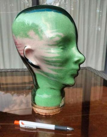 Glazen hoofdbeeld met badzout 1970 orginele verpakt hoofd