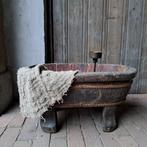 Landelijke oude houten ovale olijfbak op pootjes *Etage3*, Nieuw, Ophalen of Verzenden