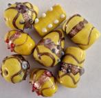 Lampwork gele glas kralen mix 15-20 mm, Verzenden, Nieuw, Kraal