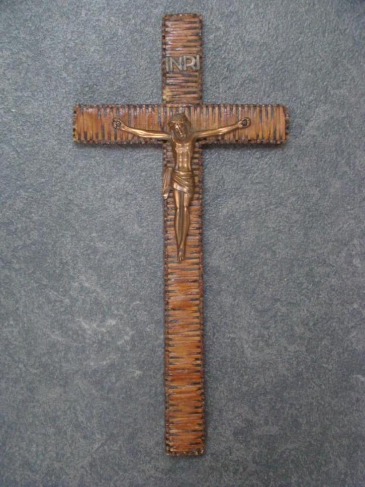 antiek houten kruis met corpus, Antiek en Kunst, Antiek | Religie, Ophalen of Verzenden