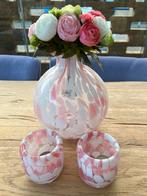 Leuk setje, vaasje en windlichtjes merk Fidrio, Ophalen, Zo goed als nieuw, Glas, Minder dan 50 cm