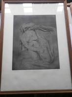 Mooie ets van een Moeder en een kind, Antiek en Kunst, Kunst | Etsen en Gravures, Ophalen of Verzenden