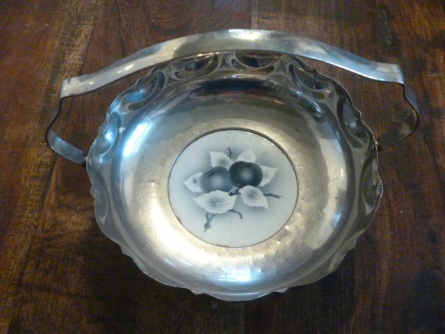 retro koekjes schaal met hengsel Ø 20 cm, Antiek en Kunst, Curiosa en Brocante, Ophalen of Verzenden