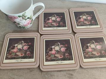 Pimpernel Antique Roses mok en 5 onderzetters  beschikbaar voor biedingen