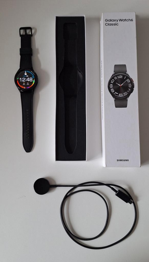 Zgan Samsung smartwatch Classic 6 43mm zwart, Sieraden, Tassen en Uiterlijk, Smartwatches, Android, Zwart, Slaap, Ophalen of Verzenden