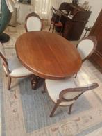 antieke barok eettafel (uitschuifbaar) + 4 medaillon stoelen, Antiek en Kunst, Ophalen