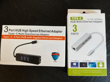 USB C 3.0 naar USB HUB 3 POORT + GIGABIT INTERNET ADAPTER 