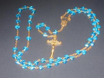 Rozenkrans Gebedsketting Blauwe Hartjes Glazen Kralen 43 Cm beschikbaar voor biedingen
