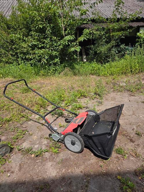 Grasmaaier duw maaier, Tuin en Terras, Grasmaaiers, Zo goed als nieuw, Handgrasmaaier, 40 t/m 49 cm, Kooimesmaaier, Opvangbak