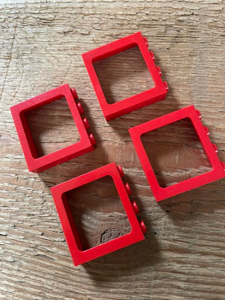 12V Rails Trein 4x Rode Kozijnen (4033; 12 Volt), Ophalen of Verzenden, Gebruikt, Losse stenen, Lego