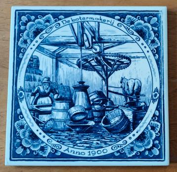Delfts Blauw tegeltje 'De botermakerij' beschikbaar voor biedingen