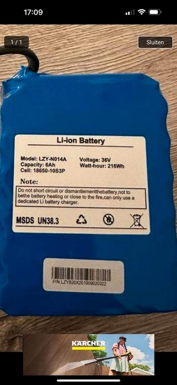 Windgoo/Moovway B20 Batterij 36V 6Ah beschikbaar voor biedingen