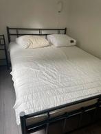 Spijlenbed, Ophalen, Zwart, Tweepersoons, 140 cm