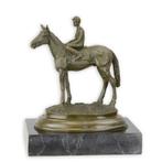 Bronzen beeld van een paard met ruiter, Ophalen of Verzenden