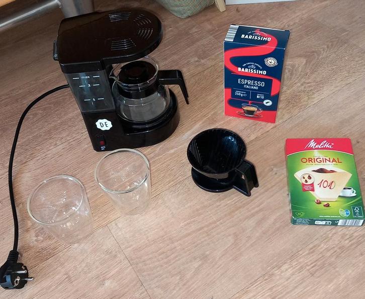 Douwe Egberts 1015-2 Aromaboy (Melitta) met toebehoren, Witgoed en Apparatuur, Koffiezetapparaten, Gebruikt, Gemalen koffie, Koffiemachine
