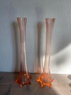 Gegoten glazen zalm roze soliflore  vaas persglas, Gebruikt, Overige kleuren, Ophalen of Verzenden, Glas