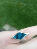 Zilveren ring met blauw Abalone schelp, Blauw, Ophalen of Verzenden, Zo goed als nieuw, Dame
