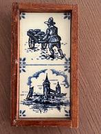 Delfts blauw dubbel tegeltje Kaasdrager met Kasteel, Antiek en Kunst, Ophalen of Verzenden