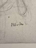 Oude vrouw met kinderen prent, Antiek en Kunst, Verzenden