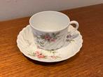 Oude Limoges Haviland porselein kop schotel rosjes decoratie, Ophalen of Verzenden, Gebruikt, Porselein, Kop en/of schotel