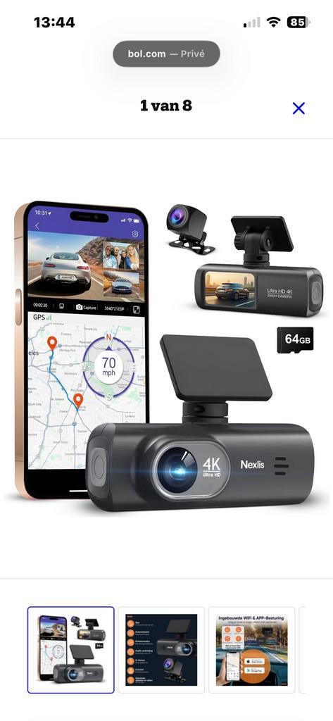Nieuw! Nexlis Dual Dashcam 4K Ultra HD Voor en Achter - GPS, Auto diversen, Dashcams, Zo goed als nieuw, Ophalen of Verzenden