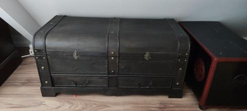 VidaXL dekenkist, zwart hout, Huis en Inrichting, Woonaccessoires | Kisten, Zo goed als nieuw, Minder dan 50 cm, 50 tot 75 cm