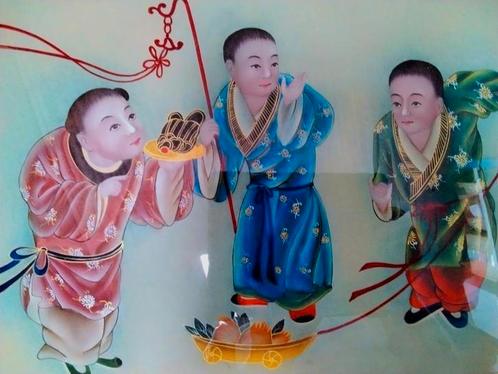 Prachtig Chinees reverse painting schilderij, Antiek en Kunst, Kunst | Niet-Westerse kunst, Ophalen of Verzenden