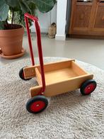Loopwagen hout met rood Van Bueren, Ophalen, Zo goed als nieuw, Duw- of Trekspeelgoed