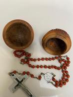 Antiek rozenkrans coquille noot, Ophalen of Verzenden