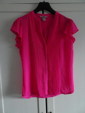 Leuke roze fuchsia blouse. Korte mouw van H&M in mt 40 beschikbaar voor biedingen