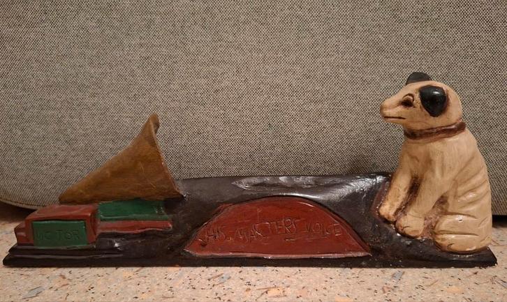 Vintage 'His Master’s Voice' - Display - Nipper, Verzamelen, Beelden en Beeldjes, Zo goed als nieuw, Dier, Ophalen of Verzenden