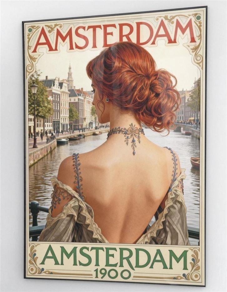 mooi AMSTERDAM 1900 Art Nouveau Mucha stijll poster, Verzamelen, Posters, Nieuw, Film en Tv, A1 t/m A3, Verzenden