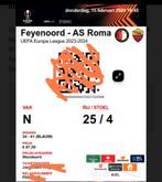 Feyenoord AS Roma 1 ticket vak N, Tickets en Kaartjes, Sport | Voetbal