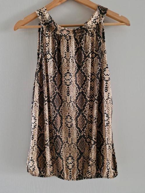 TOP SHIRT panter reptiel slang print bruin oker S/M mouwloos, Kleding | Dames, Tops, Nieuw, Maat 38/40 (M), Bruin, Zonder mouw