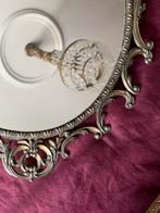 Antieke spiegel messing brocant, Ophalen of Verzenden, Ovaal, Minder dan 50 cm, Minder dan 100 cm