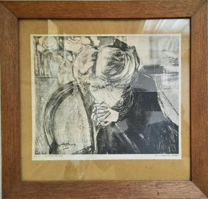 Jan Toorop het gebed no 19,portret van miek janssen, Antiek en Kunst, Kunst | Etsen en Gravures, Ophalen of Verzenden